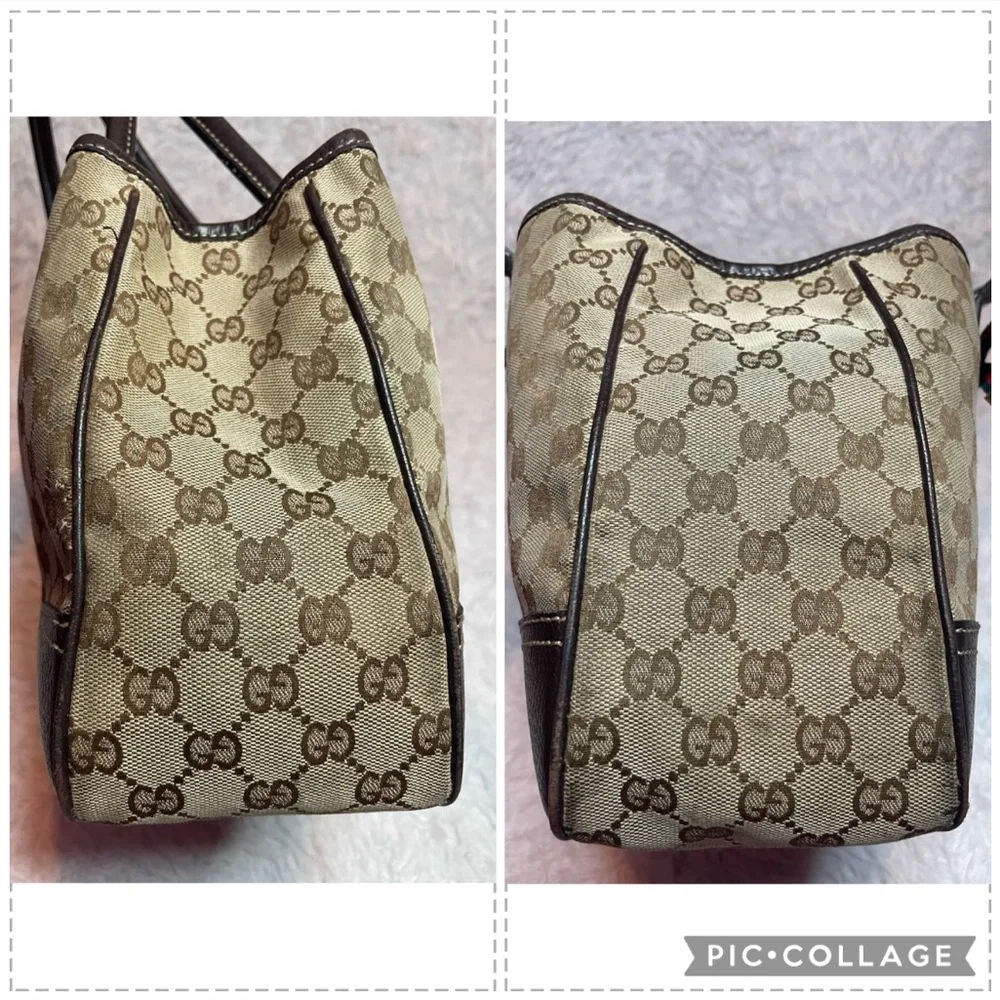 Gucci Princy Canvas & Leather Guccissima Monogram Medium Shoulder Tote Bag Brown - Picture 10 of 17